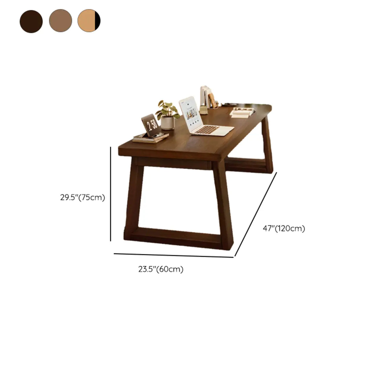 Natural Wooden Rectangular Sledge Desk for Home Use 