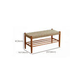 Natural Woven Entryway Bench with Shoe Storage Shelf #size