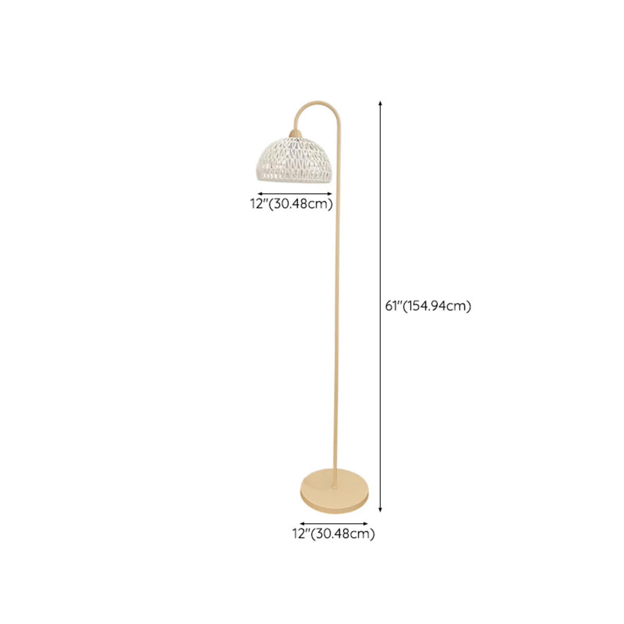 Natural Woven Rattan Dome Living Room Floor Lamp 