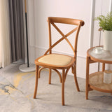 Natural Woven Wooden Cross-Back Beech Dining Chair Image - 4