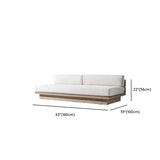 Neutral Beige Teak Symmetrical Upholstered Cushions Sofa Image - 13
