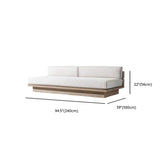 Neutral Beige Teak Symmetrical Upholstered Cushions Sofa Image - 14