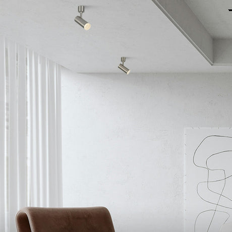 Nickel Cylinder LED Semi-Flush Mount Ceiling Light Image - 1