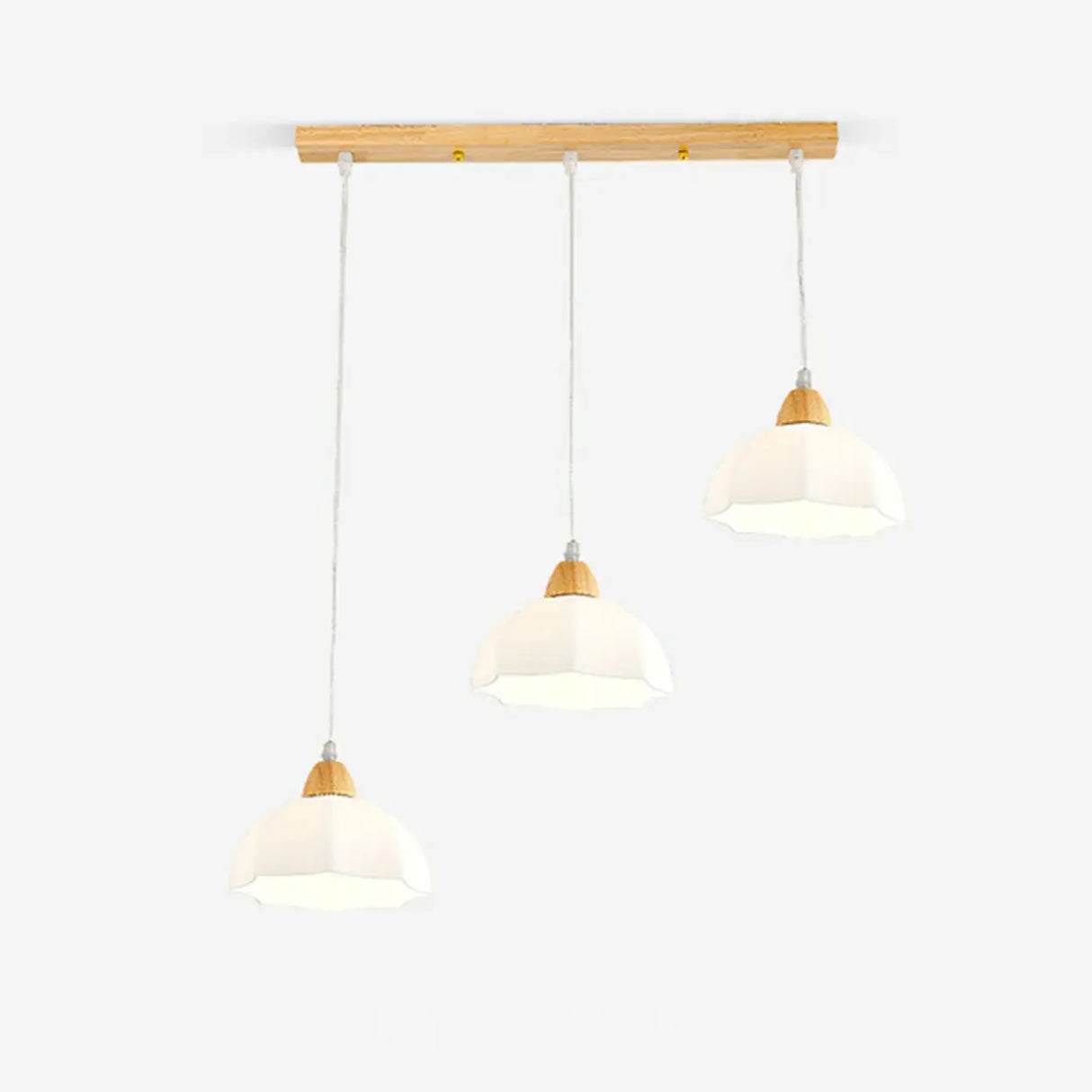 Nordic 3-Light Dome Wood Metal Island Pendant Lights Image - 3