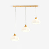 Nordic 3-Light Dome Wood Metal Island Pendant Lights Image - 3