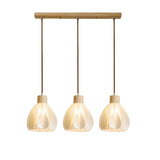 Nordic 3-Light Petal Wooden Island Pendant Light Image - 6