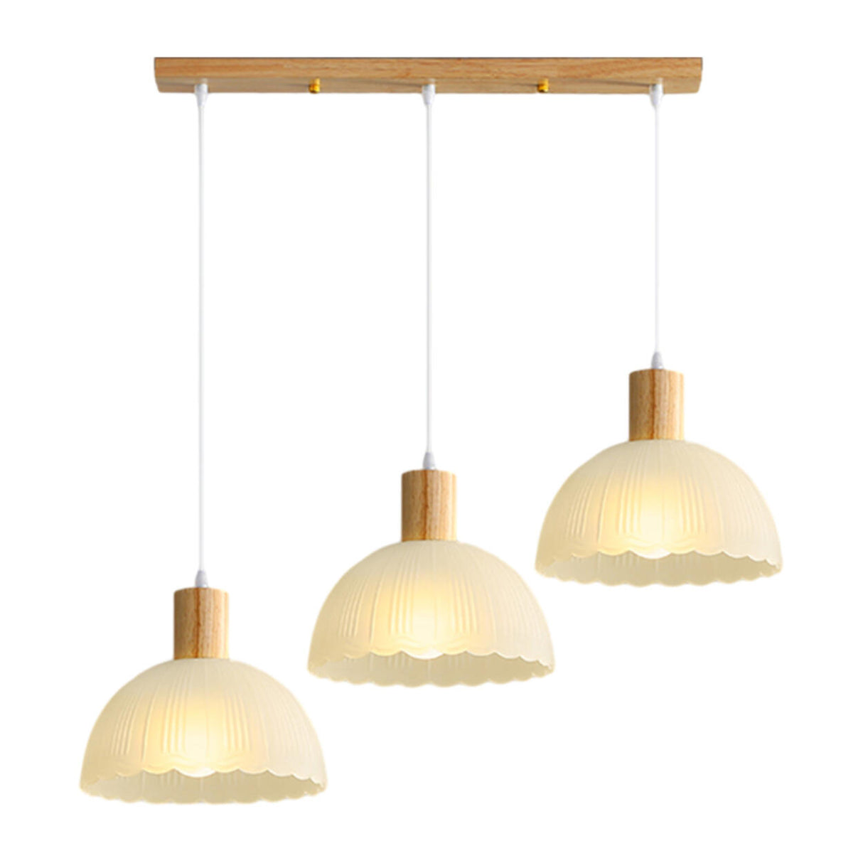 Nordic 3-Light Scalloped Dome Island Pendant Light Image - 10