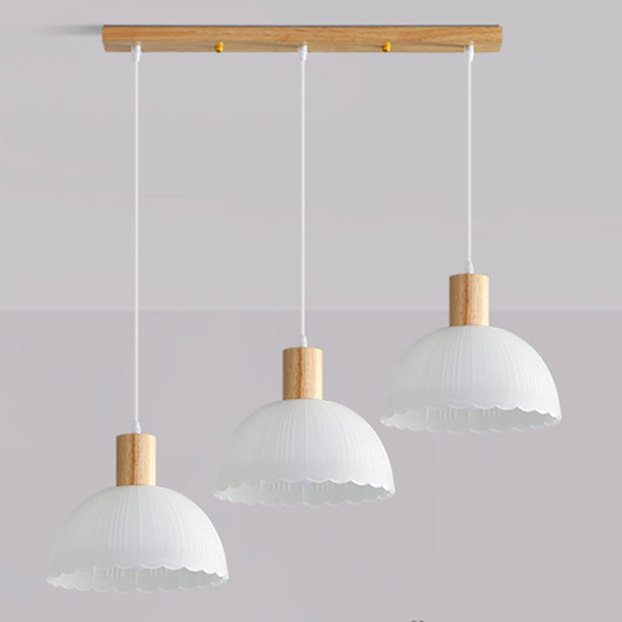 Nordic 3-Light Scalloped Dome Island Pendant Light Image - 13