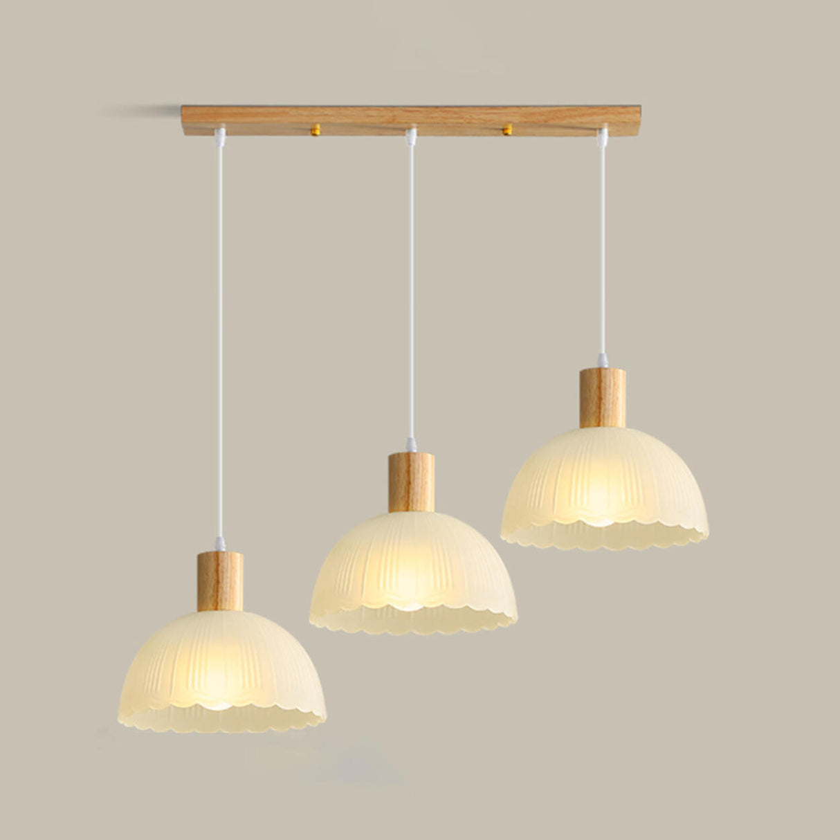 Nordic 3-Light Scalloped Dome Island Pendant Light Image - 5