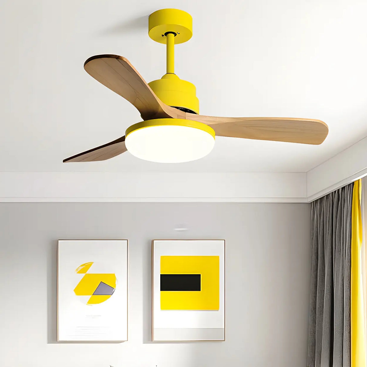 Nordic 3 Wooden Fan Blades LED Ceiling Fan with Light Image - 3