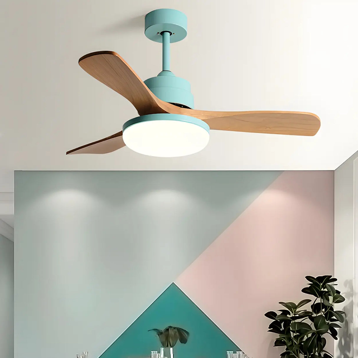 Nordic 3 Wooden Fan Blades LED Ceiling Fan with Light Image - 8
