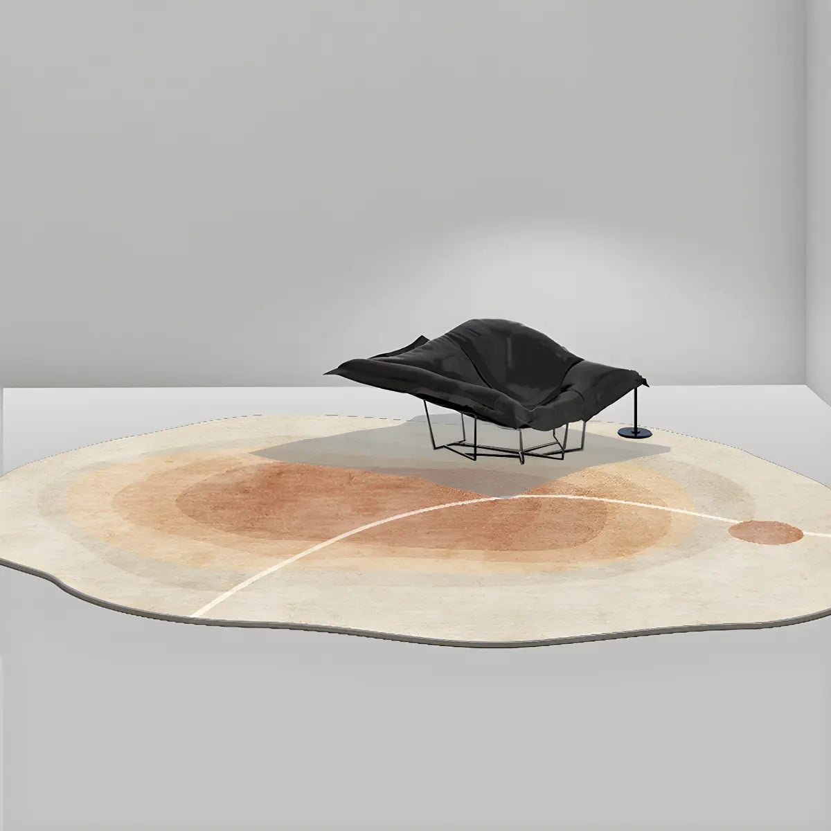 Nordic Abstract Irregular Polyester Gray Area Rug Image - 13
