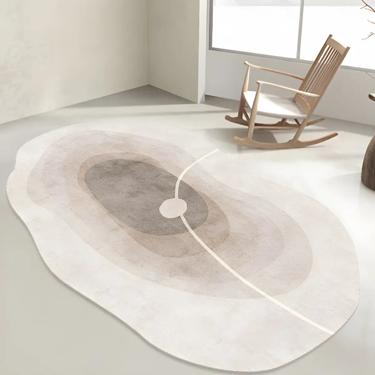Nordic Abstract Irregular Polyester Gray Area Rug Image - 3
