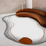 Nordic Abstract Rug Polyester Gray Anti-Slip Carpet Image - 1