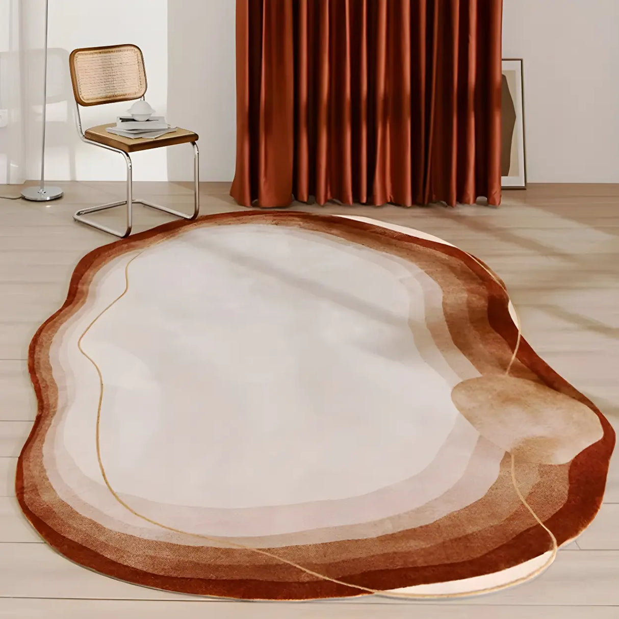 Nordic Abstract Rug Polyester Gray Anti-Slip Carpet Image - 3