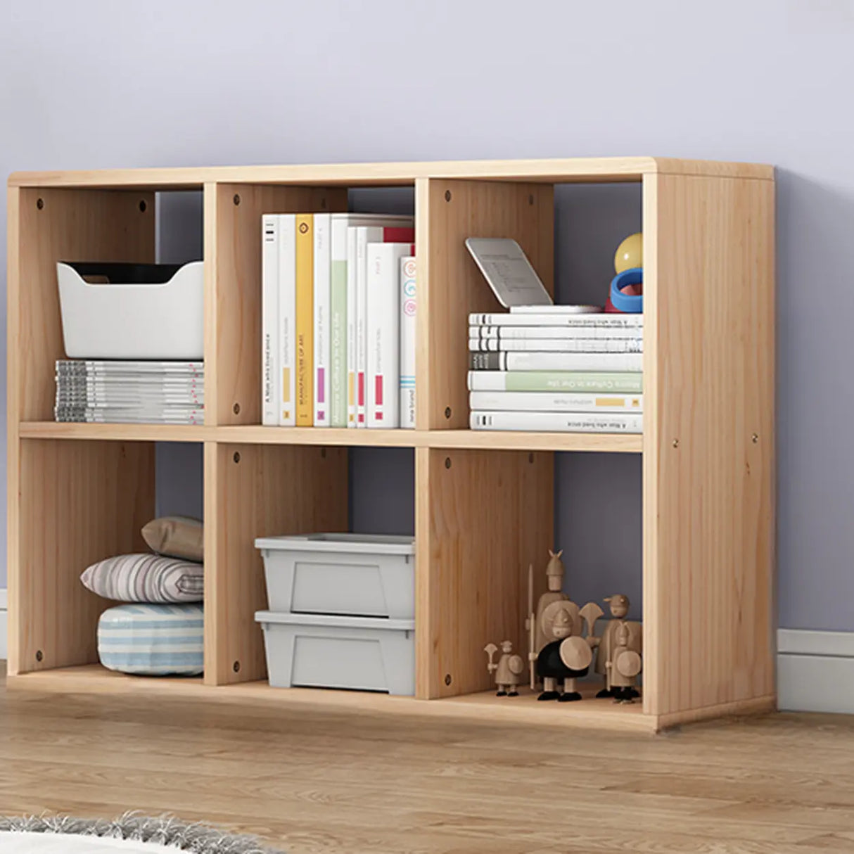 Nordic Cocoa Wood Rectangular Horizontal Open Bookcase Image - 11