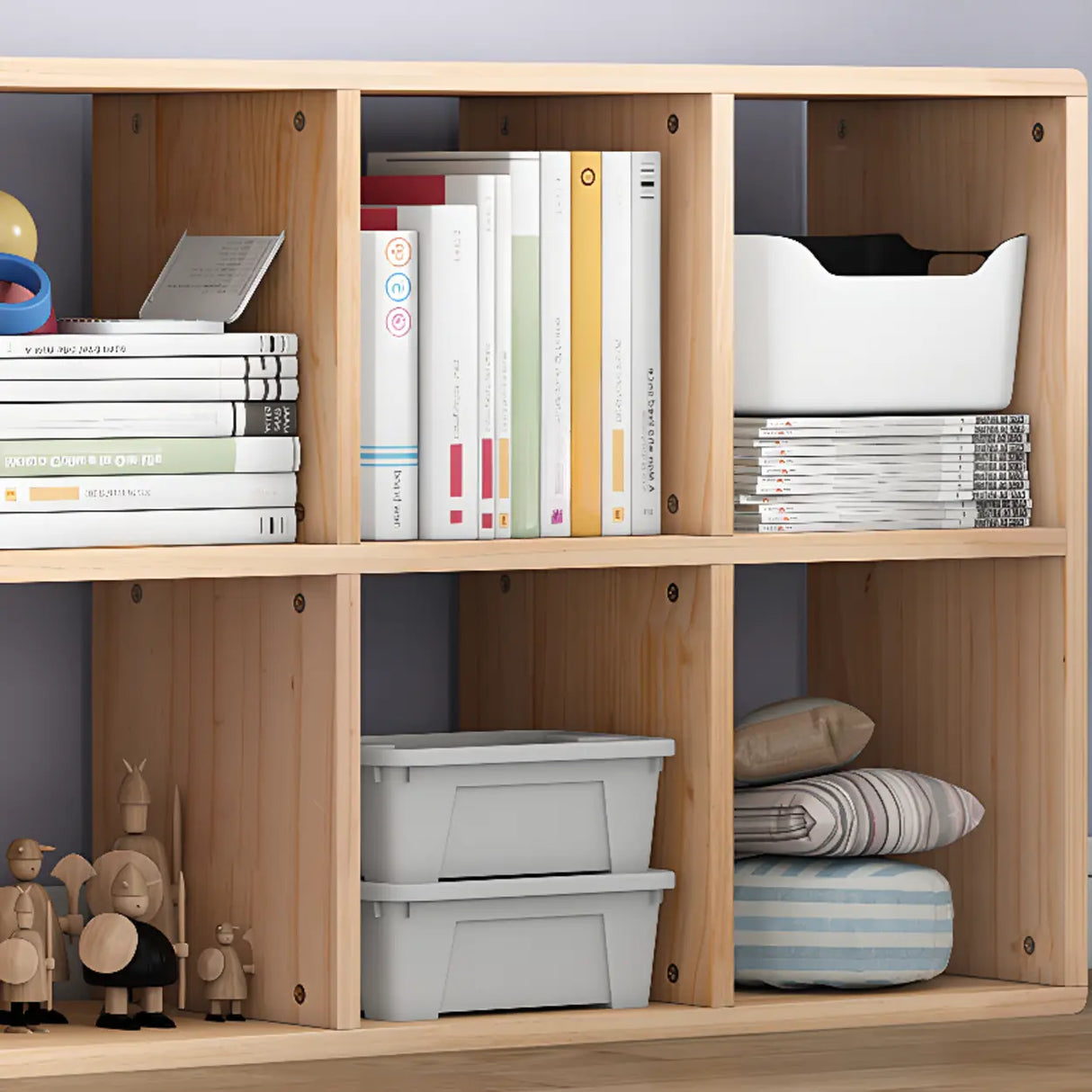 Nordic Cocoa Wood Rectangular Horizontal Open Bookcase Image - 13