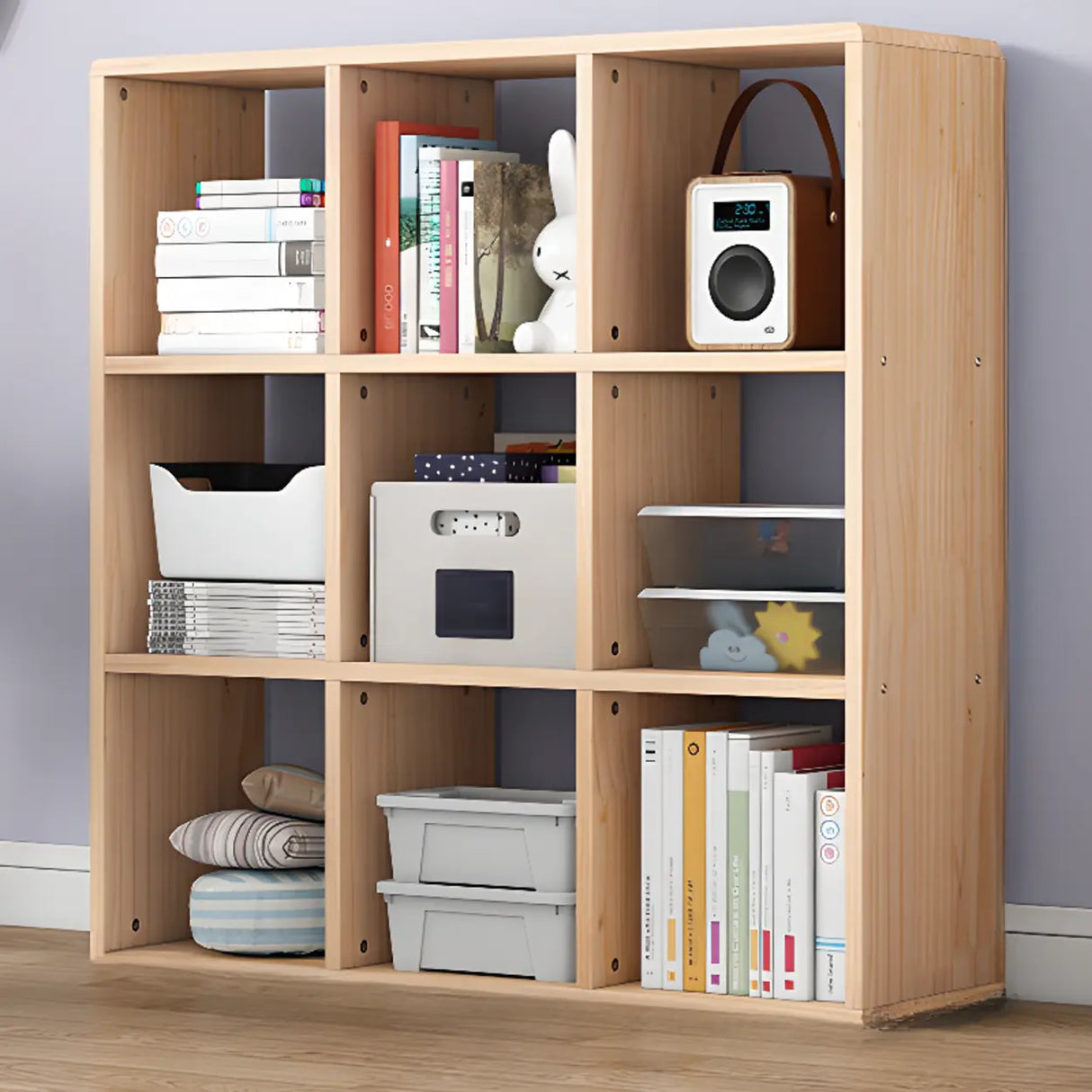 Nordic Cocoa Wood Rectangular Horizontal Open Bookcase Image - 17