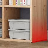 Nordic Cocoa Wood Rectangular Horizontal Open Bookcase Image - 18