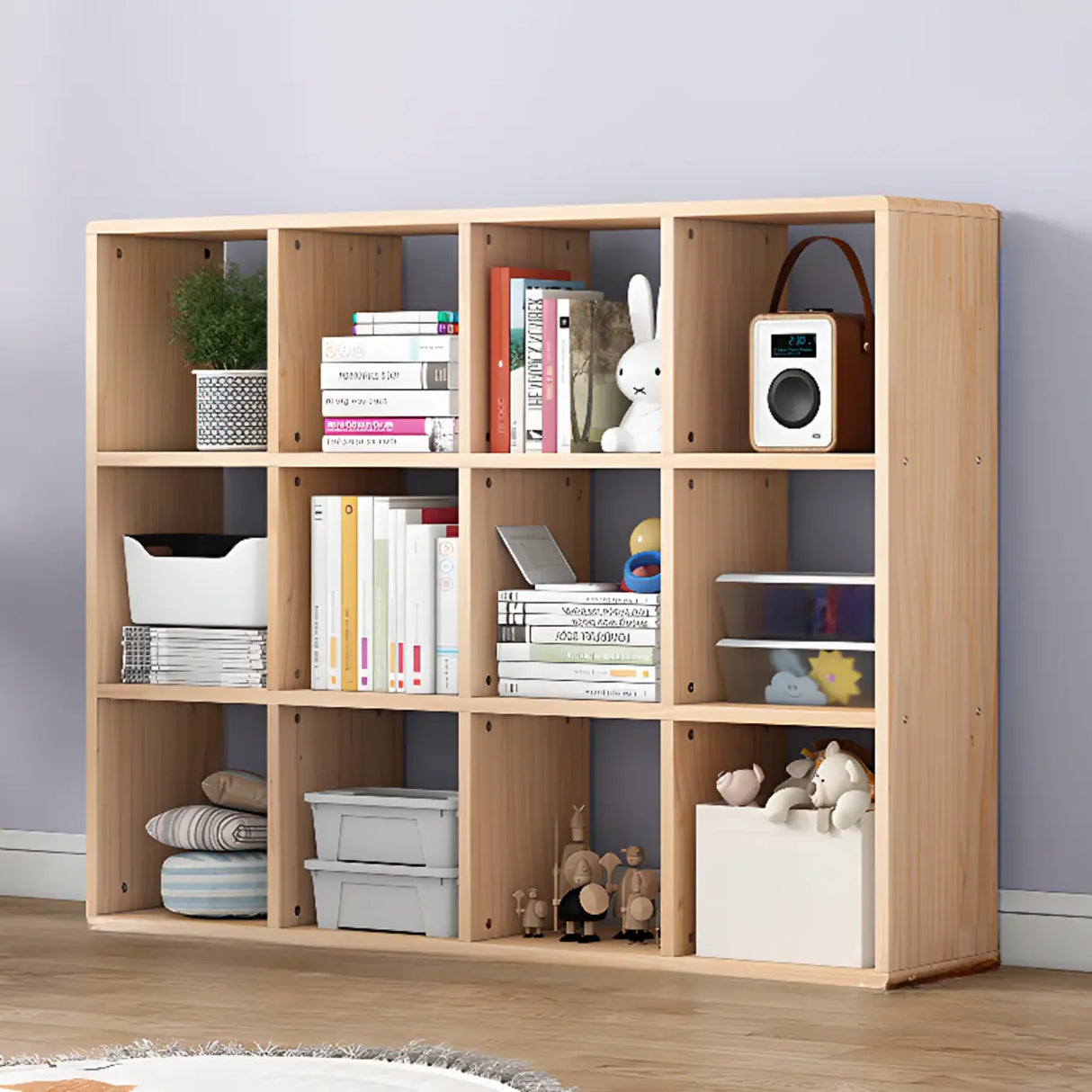 Nordic Cocoa Wood Rectangular Horizontal Open Bookcase Image - 19