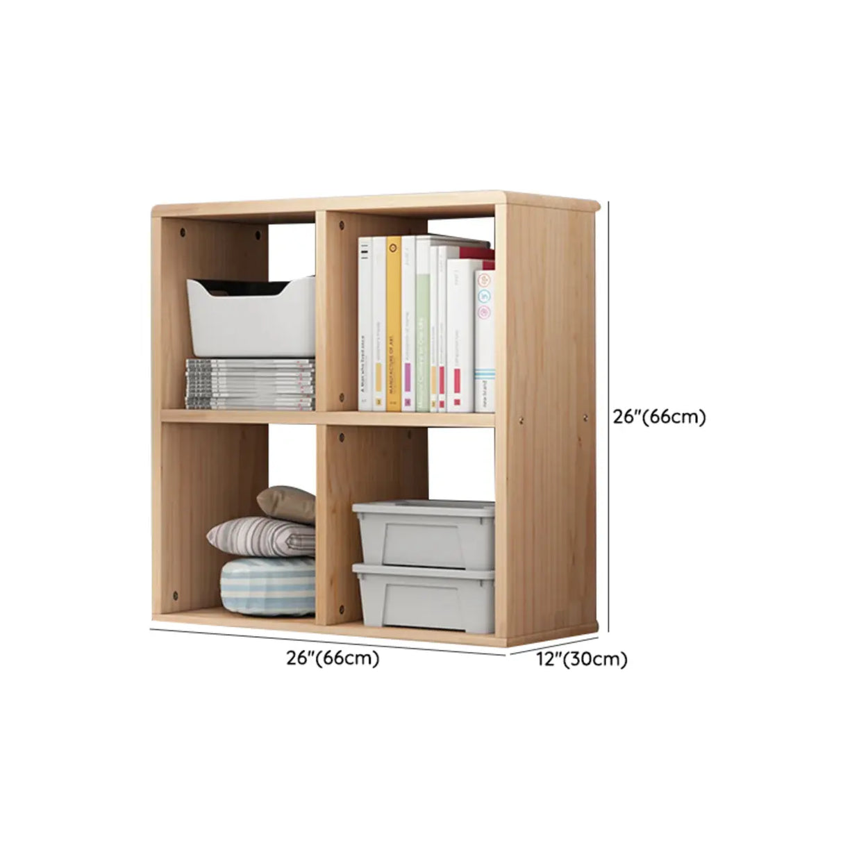 Nordic Cocoa Wood Rectangular Horizontal Open Bookcase 