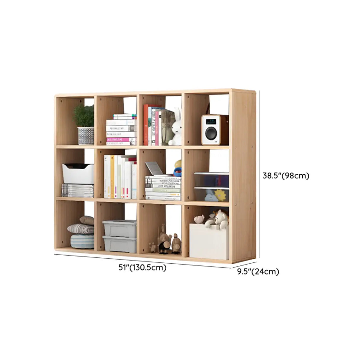 Nordic Cocoa Wood Rectangular Horizontal Open Bookcase Image - 28