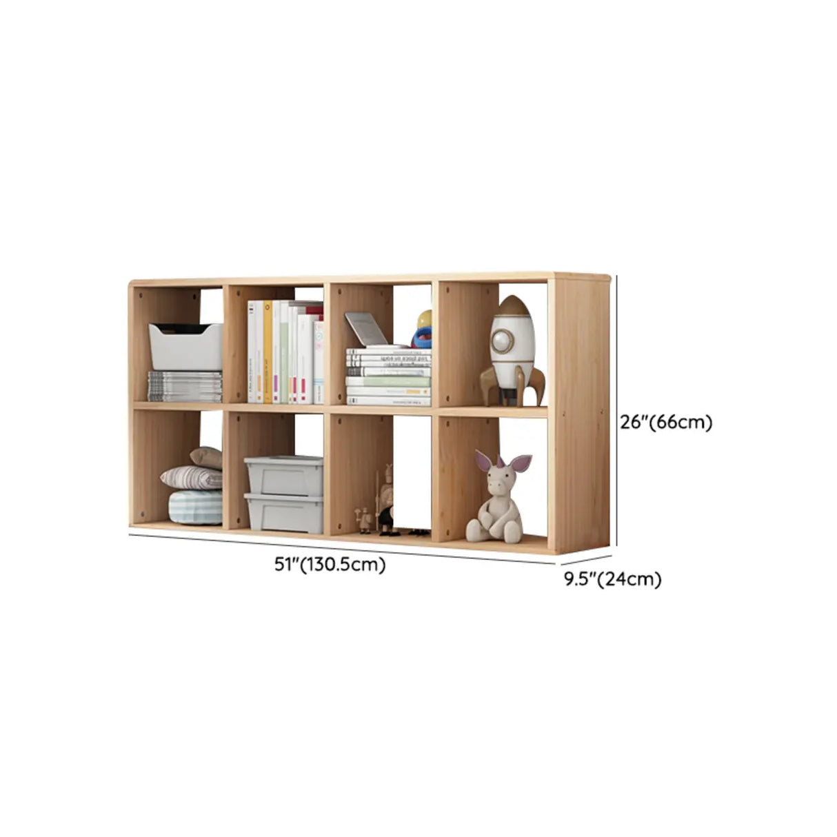 Nordic Cocoa Wood Rectangular Horizontal Open Bookcase Image - 37