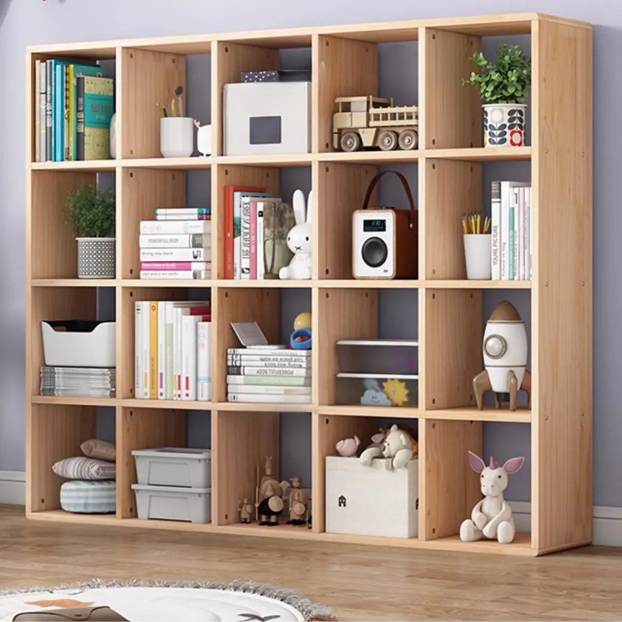 Nordic Cocoa Wood Rectangular Horizontal Open Bookcase Image - 4