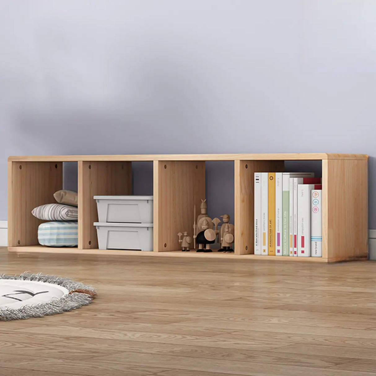 Nordic Cocoa Wood Rectangular Horizontal Open Bookcase Image - 5