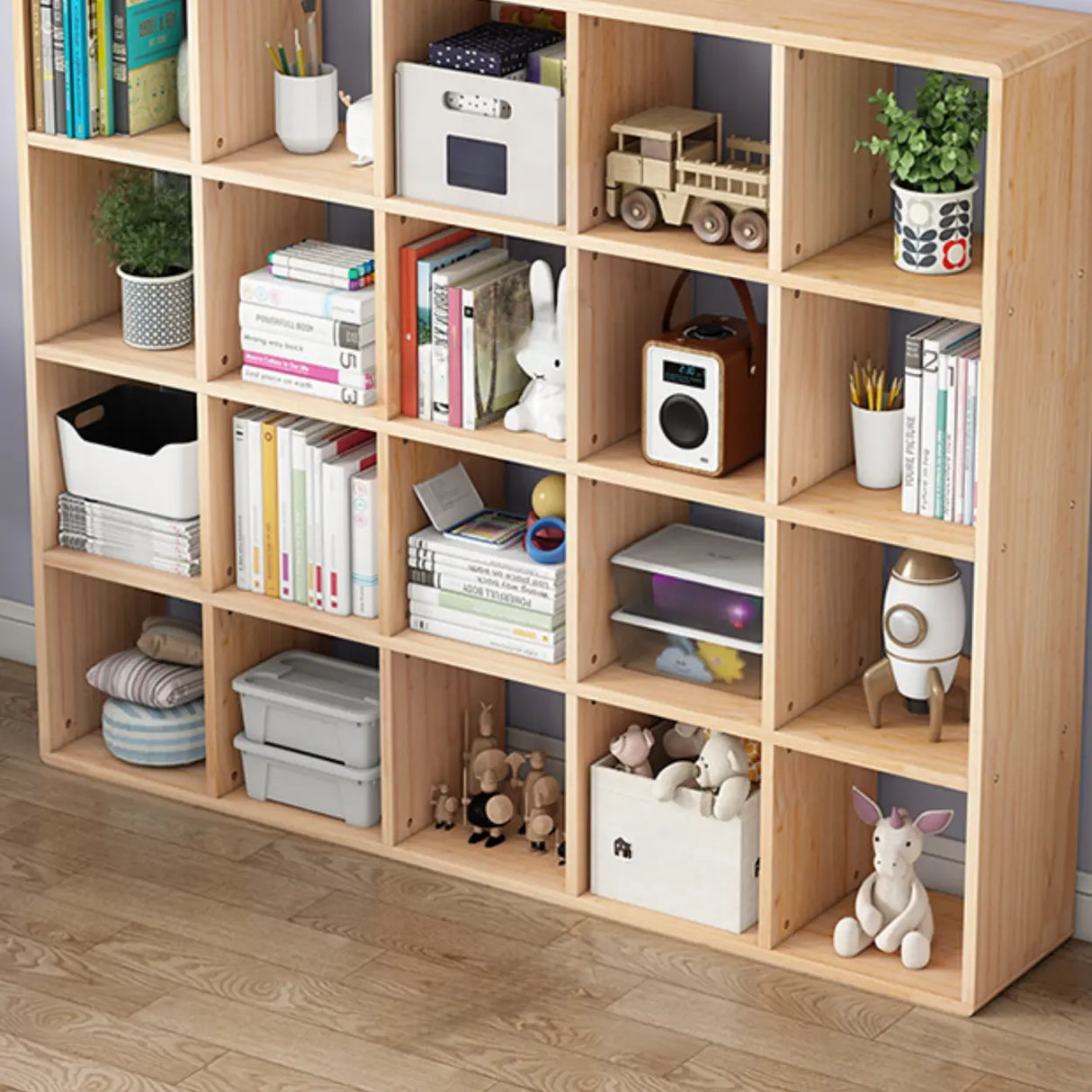 Nordic Cocoa Wood Rectangular Horizontal Open Bookcase Image - 8