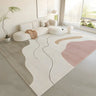 Nordic Color Block Polyester Beige Non-Slip Area Rug Image - 29