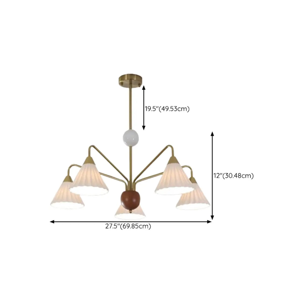 Nordic Cone Ceramics Living Room White 5-Light Chandelier Image - 14