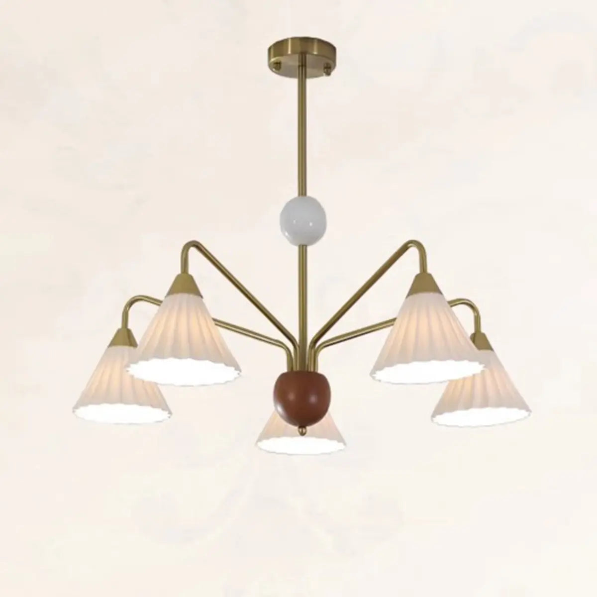 Nordic Cone Ceramics Living Room White 5-Light Chandelier Image - 3