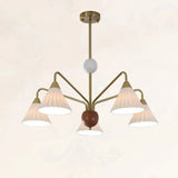 Nordic Cone Ceramics Living Room White 5-Light Chandelier Image - 3