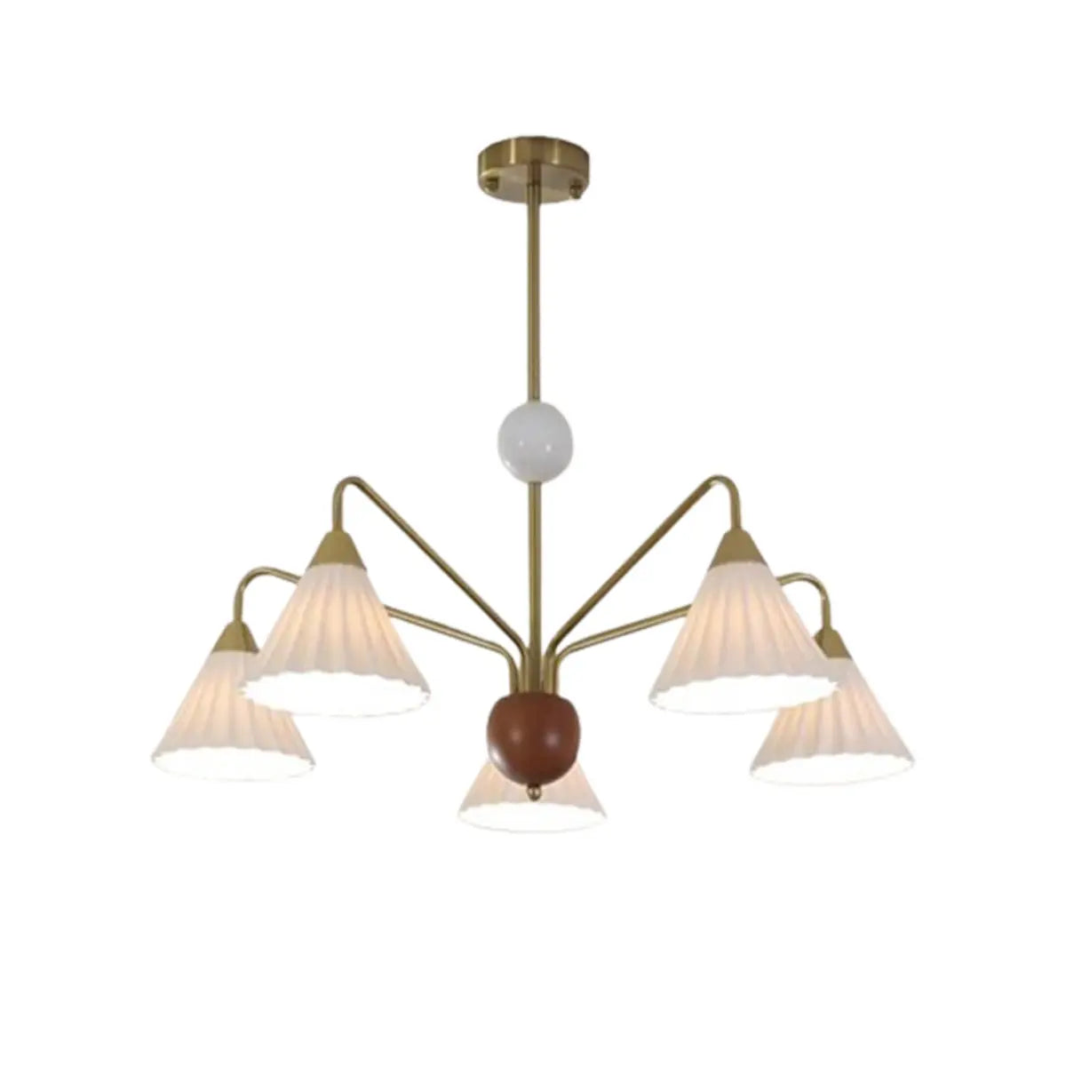 Nordic Cone Ceramics Living Room White 5-Light Chandelier Image - 7
