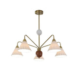 Nordic Cone Ceramics Living Room White 5-Light Chandelier Image - 7