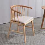 Nordic Curved Natural Wood Windsor Back Dining Chair Image - 2