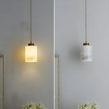 Nordic Cylinder Alabaster Adjustable Height Pendant Light Image - 13