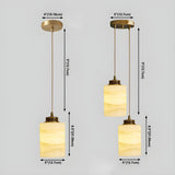 Nordic Cylinder Alabaster Adjustable Height Pendant Light Image - 8