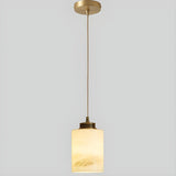 Nordic Cylinder Alabaster Adjustable Height Pendant Light Image - 9