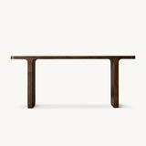 Nordic Design Entryway Rectangular Oak Console Table Image - 3
