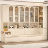 Nordic Elegant Multifunctional Beige Wood Storage Rack Image - 1