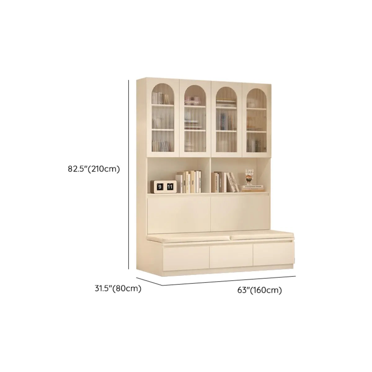 Nordic Elegant Multifunctional Beige Wood Storage Rack Image - 15
