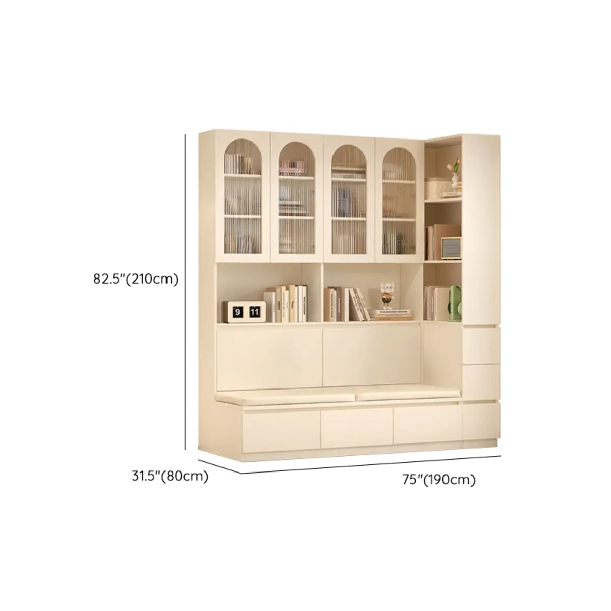 Nordic Elegant Multifunctional Beige Wood Storage Rack Image - 16