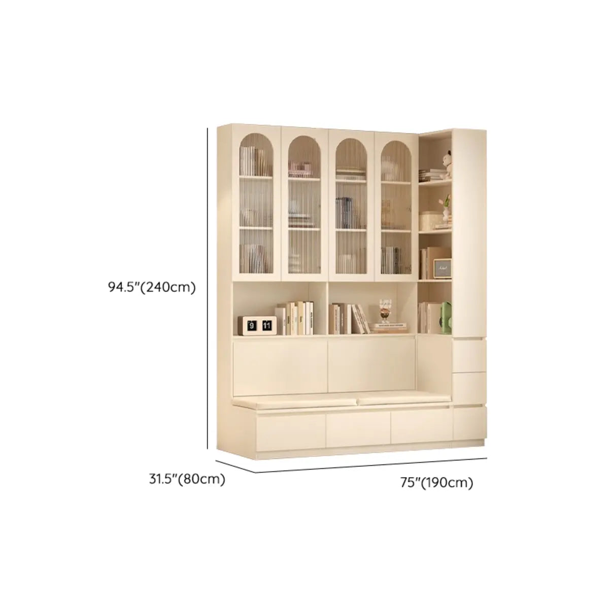 Nordic Elegant Multifunctional Beige Wood Storage Rack Image - 17