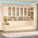 Nordic Elegant Multifunctional Beige Wood Storage Rack Image - 5