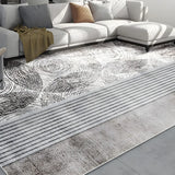 Nordic Geometric Rectangle Polyester Grey Area Rug Image - 6