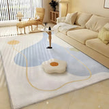 Nordic Line Rectangle Wool White Non-Slip Area Rug Image - 13