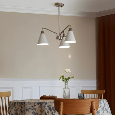 Nordic Minimalist Cone Metal White 3 Lights Chandelier Image - 2