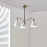 Nordic Minimalist Cone Metal White 3 Lights Chandelier Image - 3